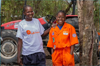 Hello Tractor tractor operators at work, Eveline Awendo (left) and Florence Achieng (right)